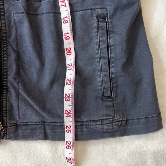 Daily Ritual Dark Navy Gray Denim Moto Jacket with Drawstring Waist size 2 - Picture 11 of 13